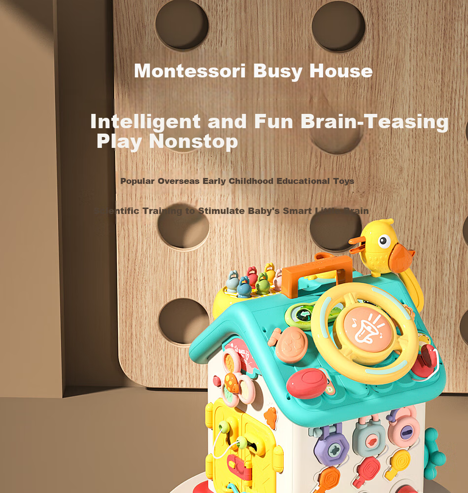 Xinge Montessori Busy Board Baby Educational Lock Toy Early Learning Activity Table Gift for Boys and Girls with Cake Box 1