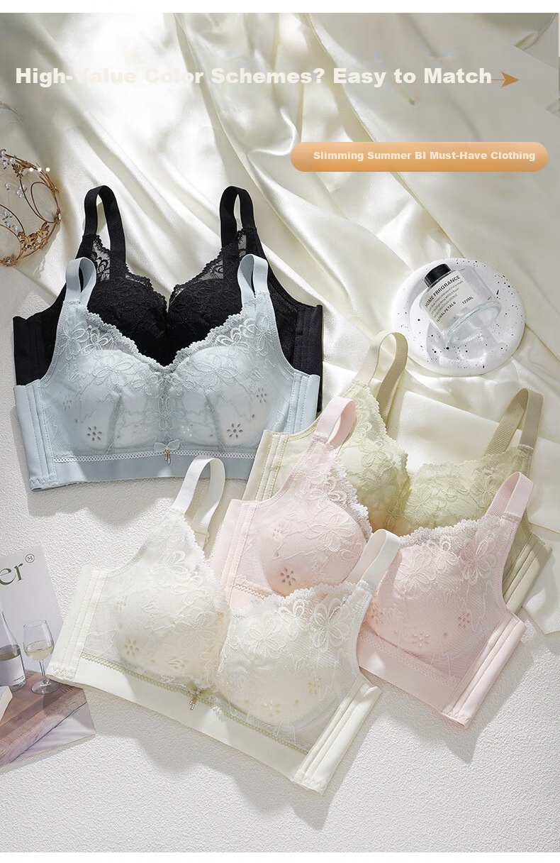Mankejiao Wireless Push-Up Bra for Women, Minimizes Large Bust, Gathers Small Bust, Side Support, Anti-Sagging, Adjustable, Magnetic-Free, Lifting Bra 10