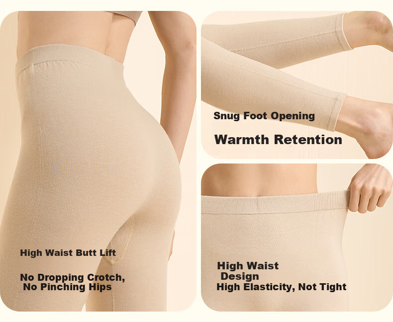 Mengyangwang Women's Thin Wool Pants Slim Fit Warm Leggings High Waist Outerwear Suitable Autumn Winter Thermal Underwear 25