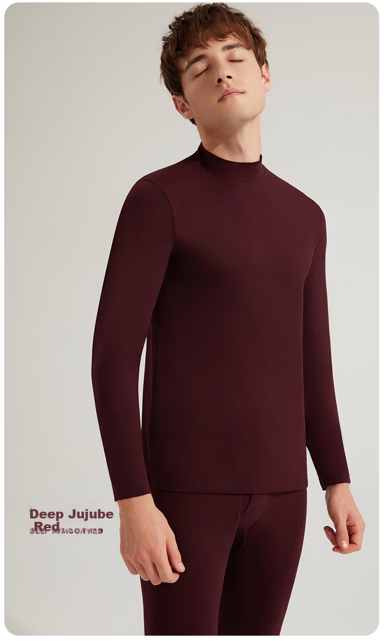 CASENLAND Men's Pure Cotton Thermal Underwear Set Autumn Shirt and Pants Cotton Knit Warm Base Layer 26