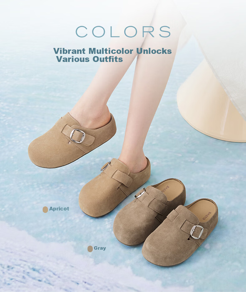 Basto Pistachio 2026 New Casual Closed-Toe Slip-On Thick-Soled Birkenstock Sandals, Women's Outdoor Slippers, Apricot Color, Thick Sole, Size 39 4