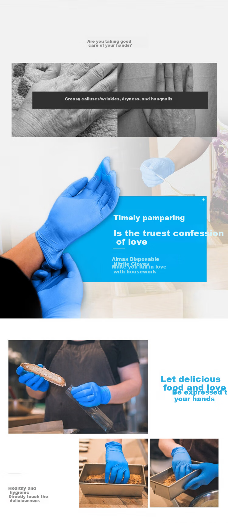 Aimas Disposable Durable Nitrile Powder-Free Gloves 100pcs/Box APFNCHD48100 Extra Large 1 Box 3