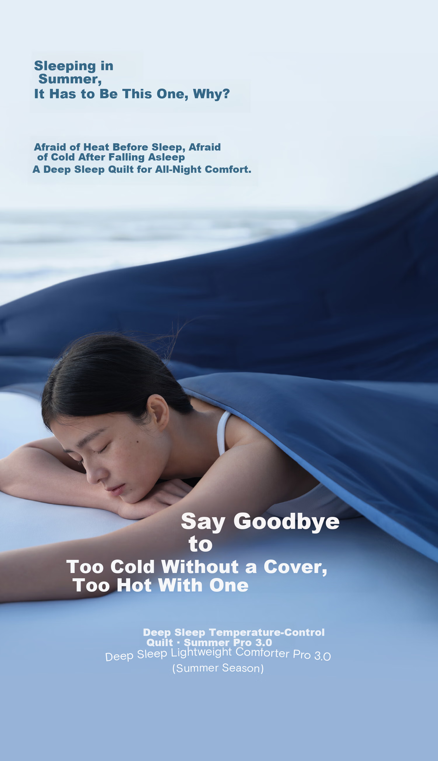 Atour Planet Deep Sleep Temperature Control Quilt Summer Pro 3.0 Cooling Quilt Air Conditioning Quilt Machine Washable Quiet Water Blue 2*2.3m 1