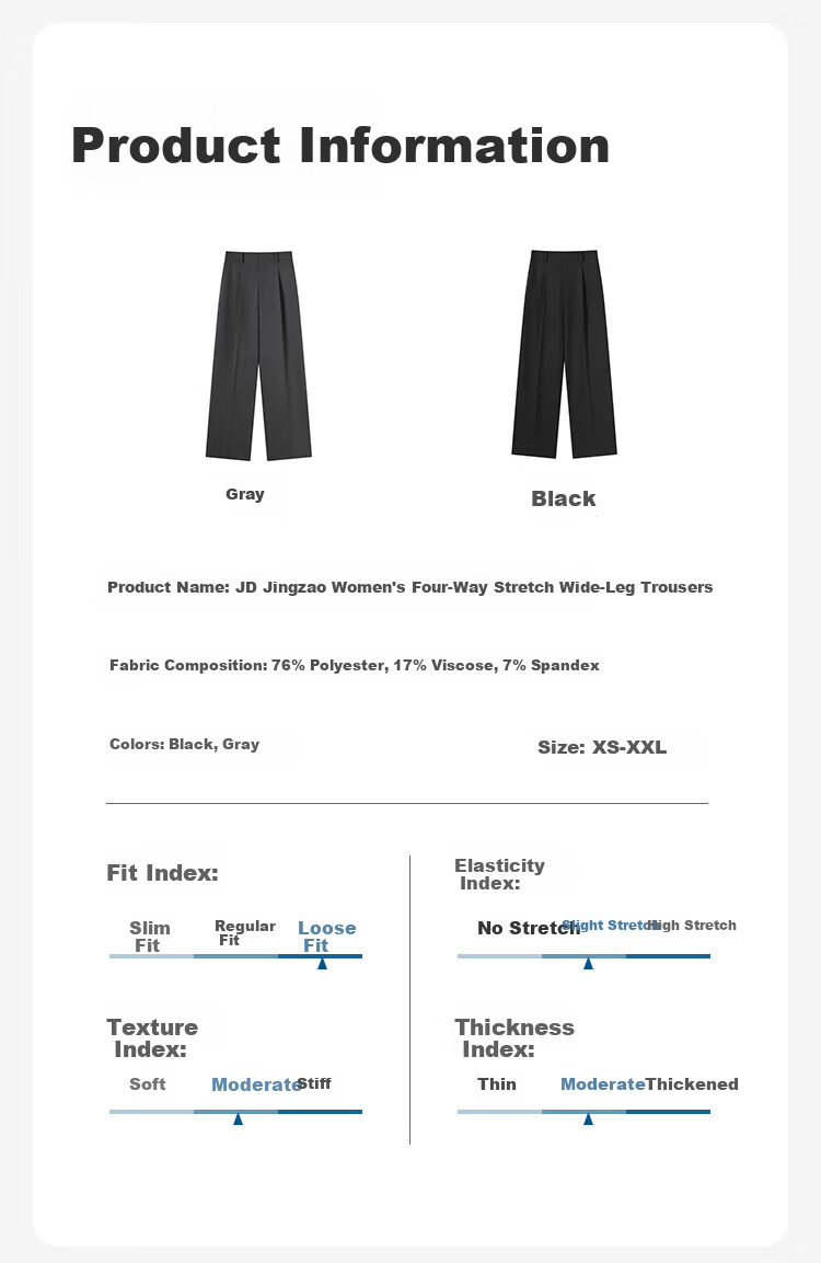 JD Original Women's Suit Pants, Autumn New Style, Slimming Casual Trousers, Wide-Leg Dress Pants with Stretch in All Directions, Gray, XL 19