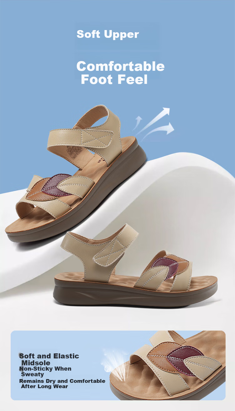 Zulijian Elderly Shoes Summer Women's Outdoor Flat Breathable Sandals Beach Shoes 86115K Black Size 41 5
