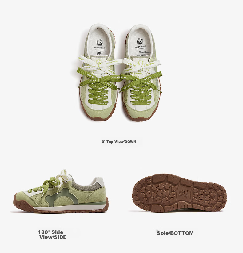 CAMEL Lime Training Shoes Women Panda Collaboration Casual Shoes Mismatched Lace Running Shoes L26S577095 Green Size 37 32