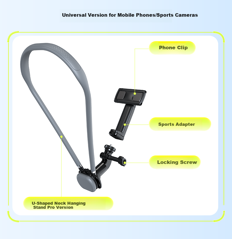 Suoying Neck Hanging Phone Holder First-Person View Shooting Device Compatible with DJI Action 6/5 Pro 4/Pocket 3, Yingshi Insta360 Ace Pro 2, GoPro, Universal for Phone and Camera 36