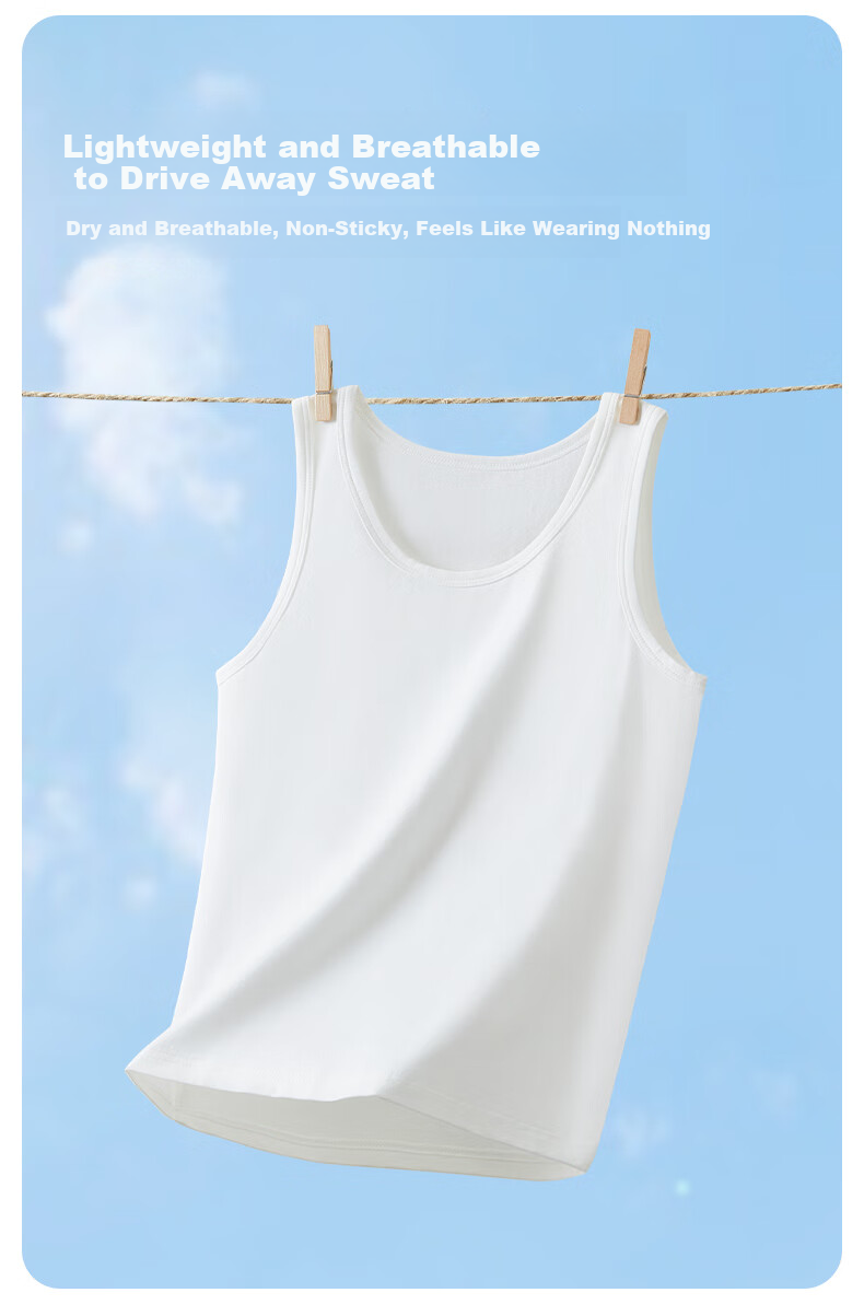 Hengyuanxiang Kids Vest Unisex 7A Antibacterial Mite-Resistant Summer Thin Solid Cotton Sleeveless Base Layer Vest 5
