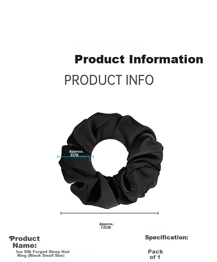 M2KA Pillow Large Intestine Hair Tie Women New Oversized Sleep Satin Hair Rope Hair Care Damage-Free Black Small Size 10