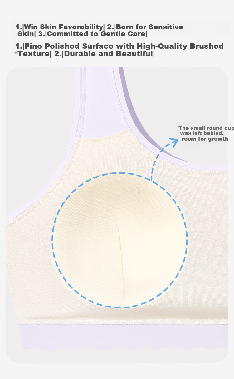 Jiusuiban Children's Underwear Girls 12-15 Years A-Class Developmental Youth Bra Mid-Large Child 100% Silk Skin-Friendly U-Shaped Vest 6
