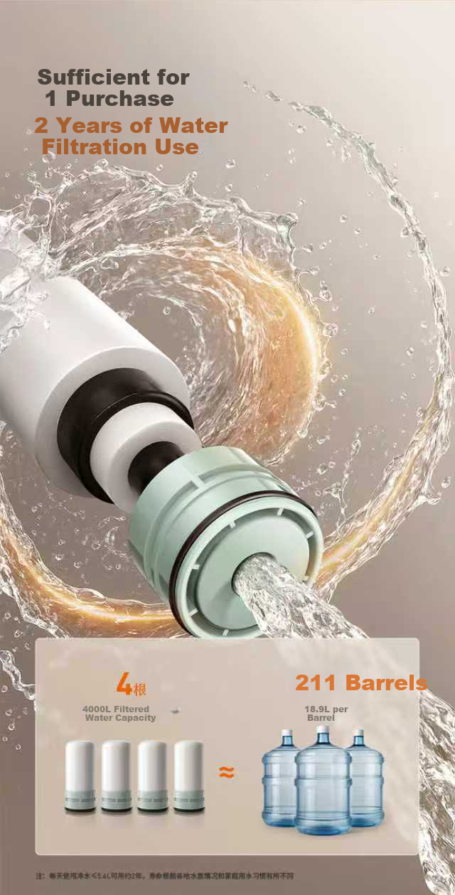 Joyoung Faucet Water Purifier 8-Stage Filtration Chlorine Removal Four-Core Dual Outlet Visible Bottle RT1815 9