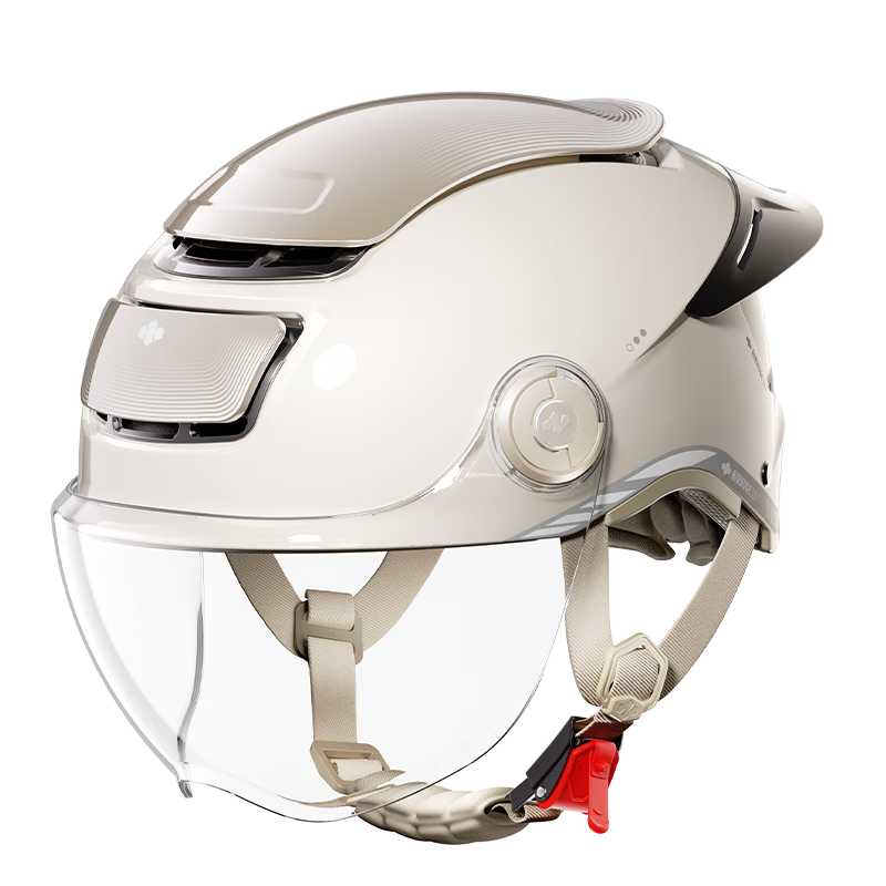 Two Little Bees 3rd Generation Zero-Feel Sunroof Helmet 3C Certified Electric Motorcycle Helmet Unisex Summer Sun Protection Half Helmet Breathable Safety Cap Large Tail Wing/Khaki Apricot