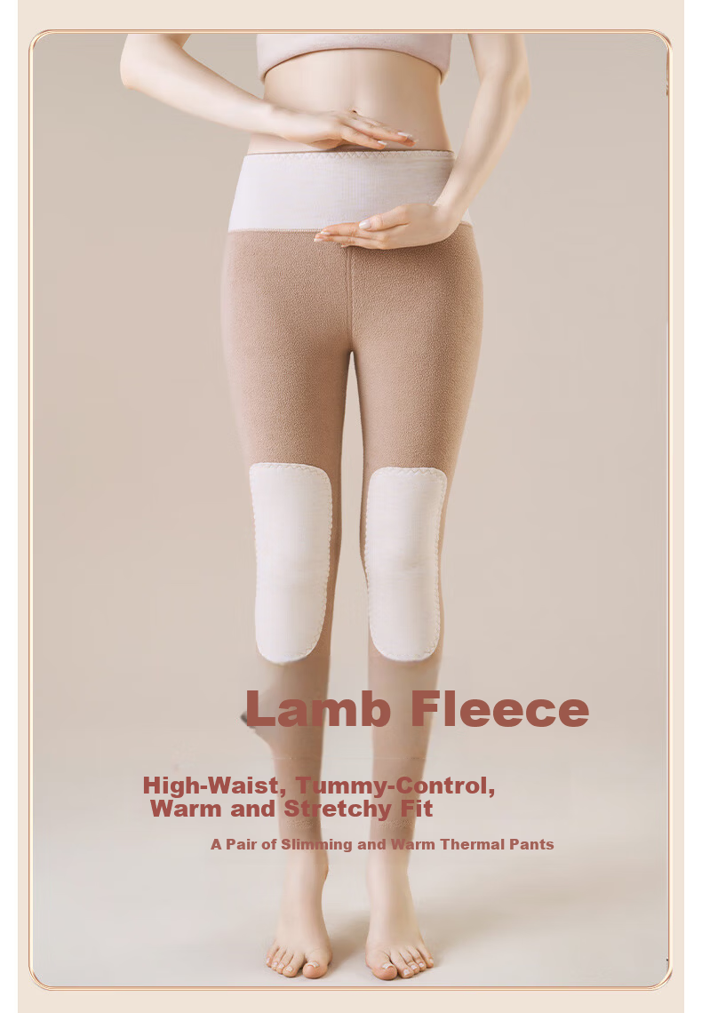 MiiOW Women's Thermal Pants [Warm Palace Knee Protection] Autumn Lamb Wool Fleece Thickened Cashmere Silk Cotton Leggings 2025 New Edition 1