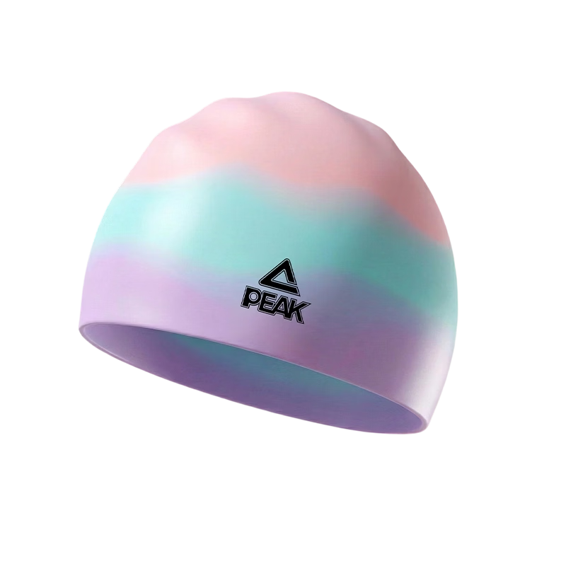 PEAK Adult Silicone Swim Cap, Waterproof, Ammonia-Resistant, Highly Elastic, Comfortable, Non-Constricting Swimming Cap, Pink And Purple