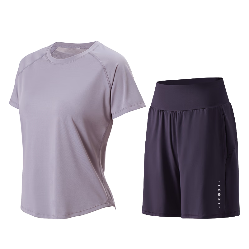 Baisirong Professional Women's Badminton Two-Piece Set Summer Short Sleeve Quick-Dry Slim Outdoor Fitness Running Sportswear