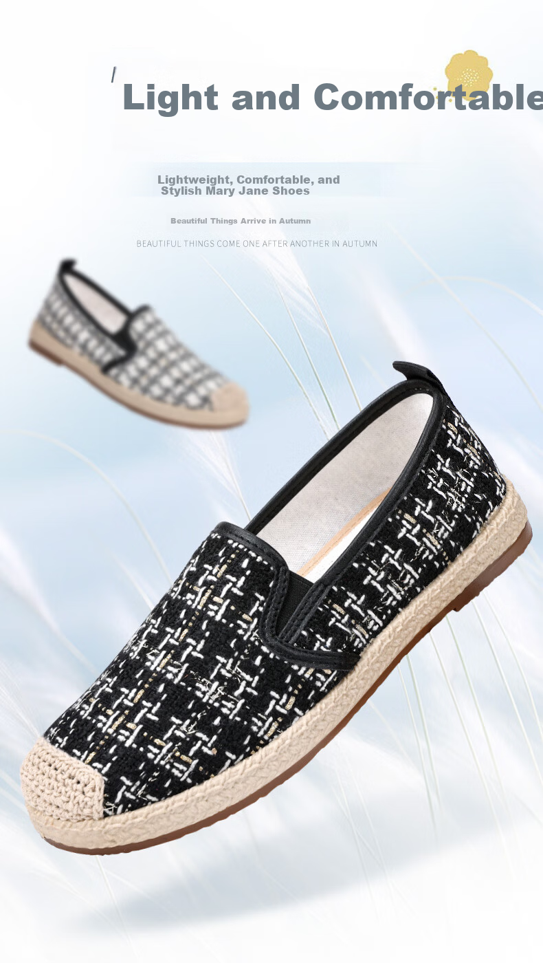 BUSHEYUAN Women's Slip-On Flat Breathable Old Beijing Cloth Shoes for Middle-Aged and Elderly Moms 430-7080 Black Size 36 1