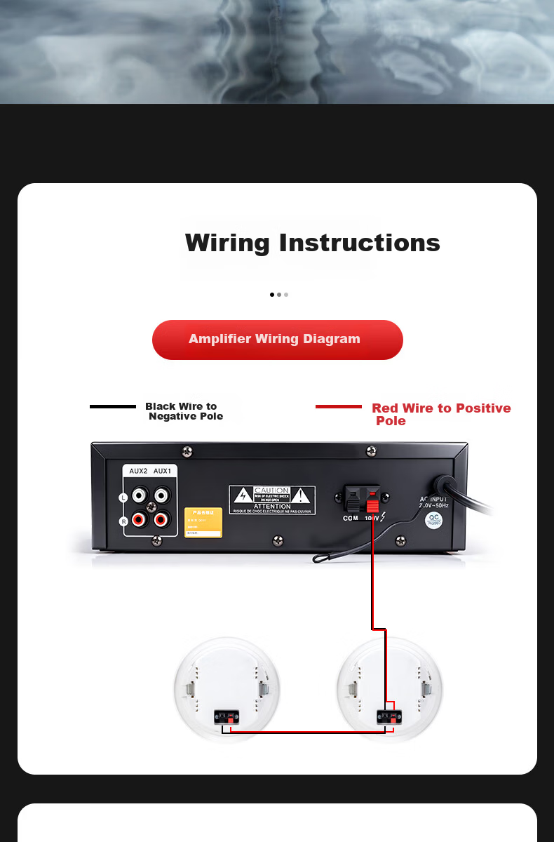 NINTAUS PA51 Constant Voltage High Power Bluetooth Amplifier for Public Address Ceiling Speakers Home 120W Amplifier Column Speaker Wall-mounted Speaker Shop Home Theater 6