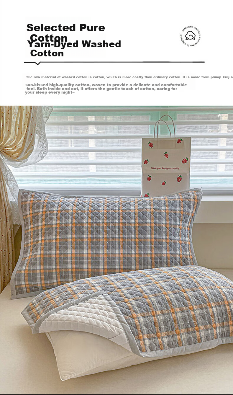 AVIVI 100% Cotton Four-Layer Gauze Pillowcase Pure Cotton Pillow Towel Anti-Slip Pair Pillow Covers 52*78cm California Gray 5