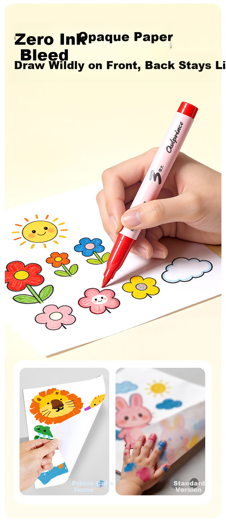 Cat Prince 24-Color Large Capacity Direct Ink Acrylic Markers Soft Tip Washable Watercolor Pens for Kids New Year Birthday Gift 3