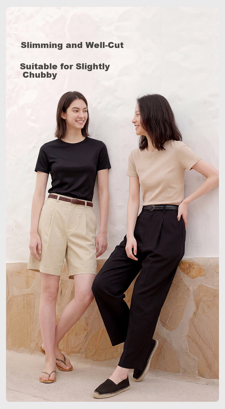 JD Jingzao 80-Count Liquid Ammonia Cotton Women's New Trendy Base Layer Short Sleeve Spring T-Shirt Black L 13