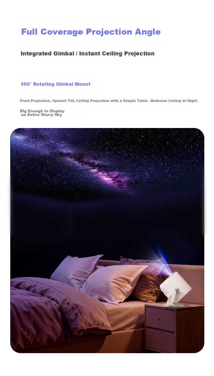 AOC Free 3 All-in-One PTZ Projector Home HD Home Theater Student Dorm Bedroom Wireless Mobile Screen Mirroring Compact Portable Smart Mini Projector 10