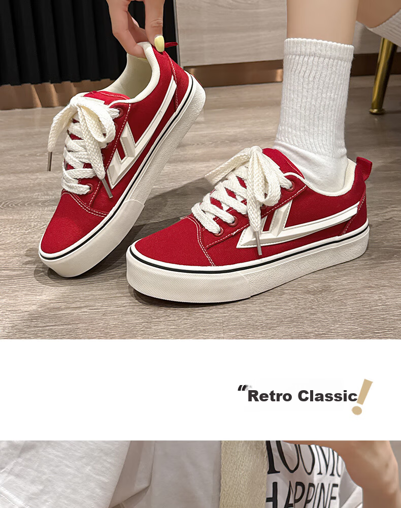 Warrior Official Women's Classic Canvas Shoes 2026 Spring Lightweight Comfortable Couple Sneakers Red Rice 40 20