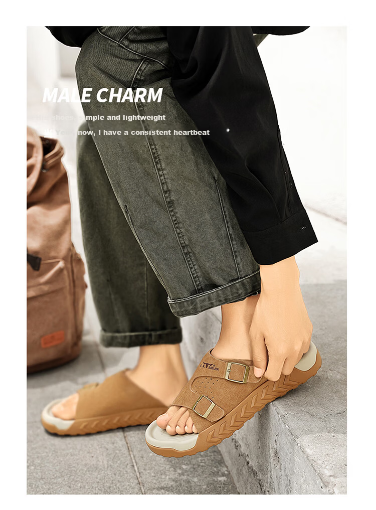 Bull Family Men's Summer New Outdoor Slippers Casual Breathable Beach Sandals Retro Versatile Roman Slippers 38