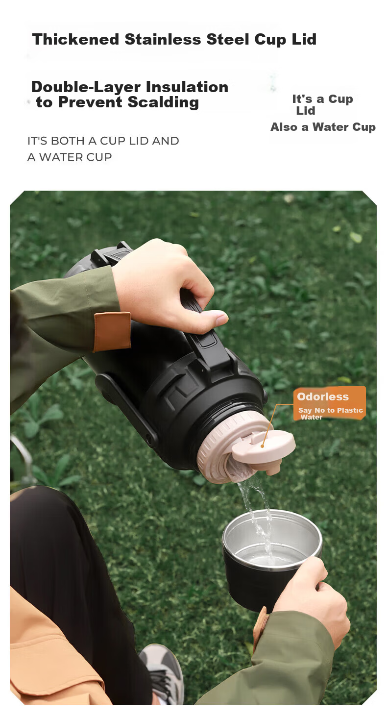 NRMEi Outdoor Insulated Bottle Large Capacity 72-Hour Long-Lasting Insulation 316 Stainless Steel Portable Large Insulated Water Flask 8