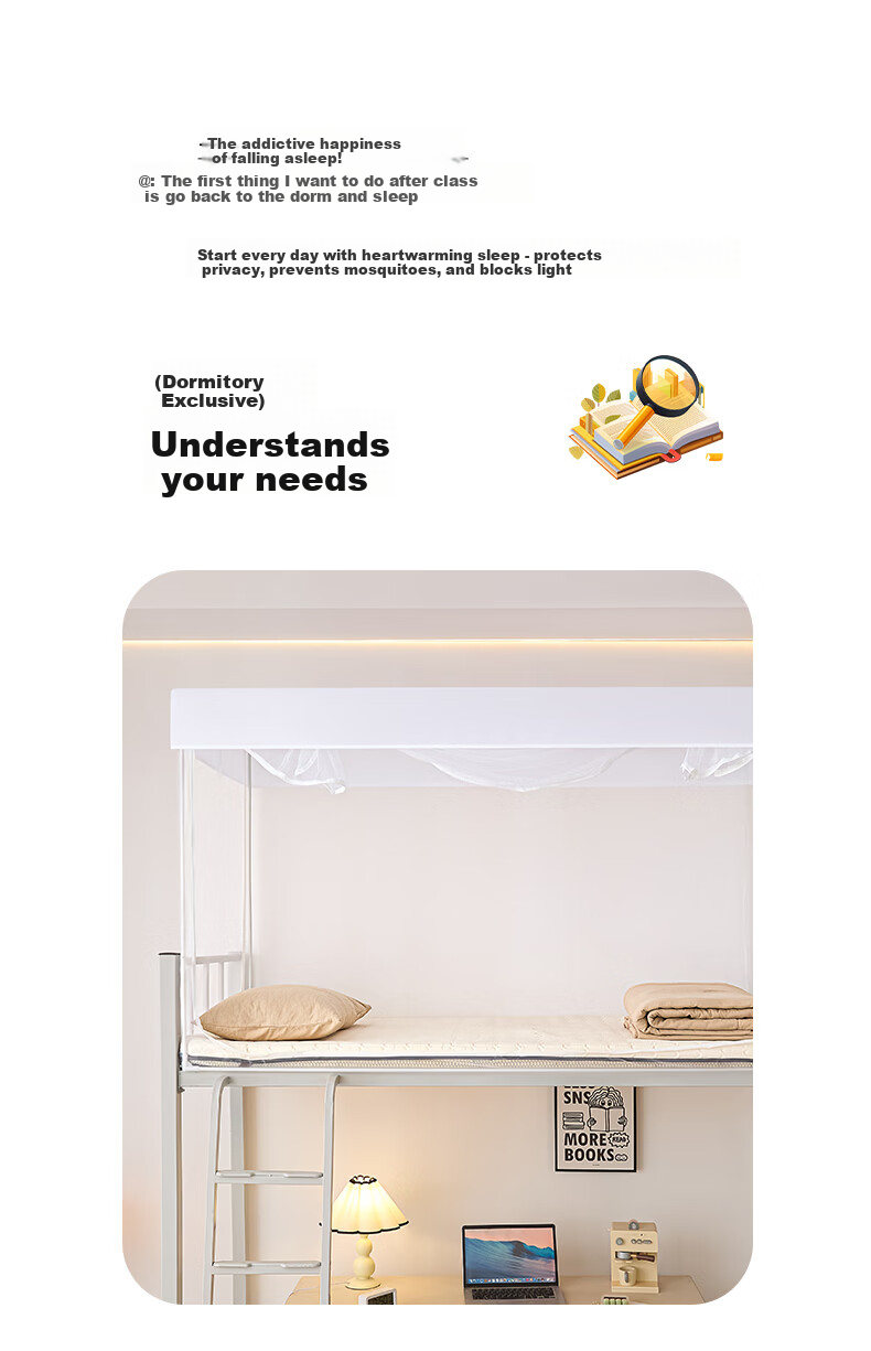 Hodo Upgraded Dust-Proof Extendable Bunk Bed Universal Dormitory Mosquito Net for College Students, 0.9m X 1.9m 4