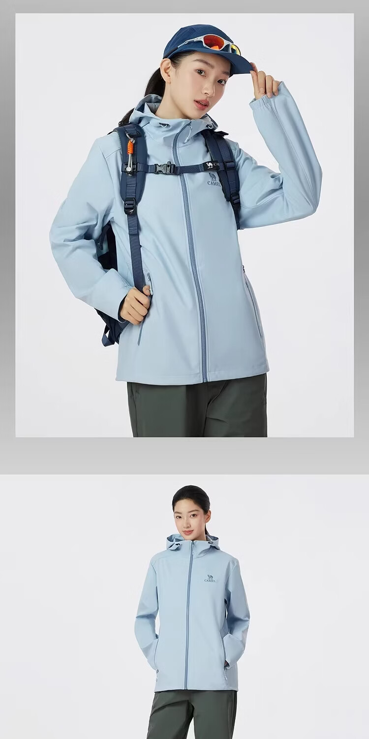Camel [Three-Proof] Unisex Outdoor Softshell Jacket Women's Spring 2026 Windproof Water-Repellent Insulated Oil-Resistant 11