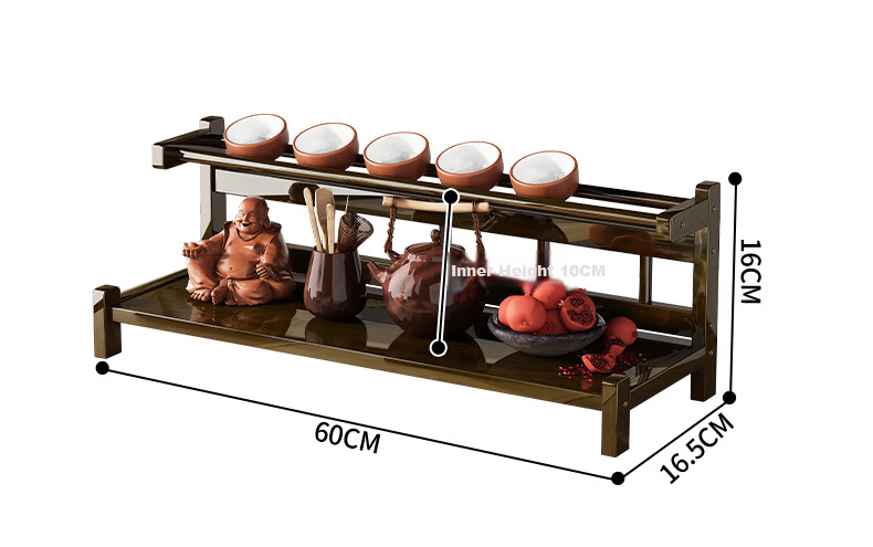 Wo Jia Tea Set Storage Rack Desktop Small Antique Display Shelf Tea Table Tea Cabinet Tea Rack Tea Leaf and Tea Cup Holder Organizer 14