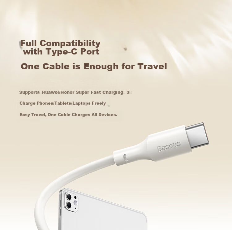 Baseus Dual-Head Type-C Charging Cable PD 100W/88W Super Fast Charge Data Cable for Huawei Honor Xiaomi Apple iPhone 17/16/15 iPad Laptop Car Use 2m 13