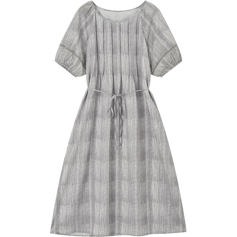 Demana Elegant Urban Summer Sweet Style Lace Splice Floral Print A-Line Slimming Conceal Dress for Women Premium Quality