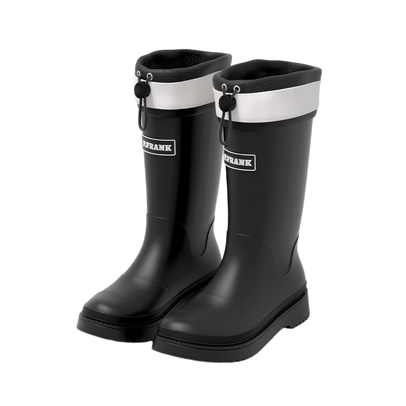 Paul Frank Women's Fashion Rain Boots Outdoor Waterproof Non-slip Rubber Shoes White Drawstring Style Size 40