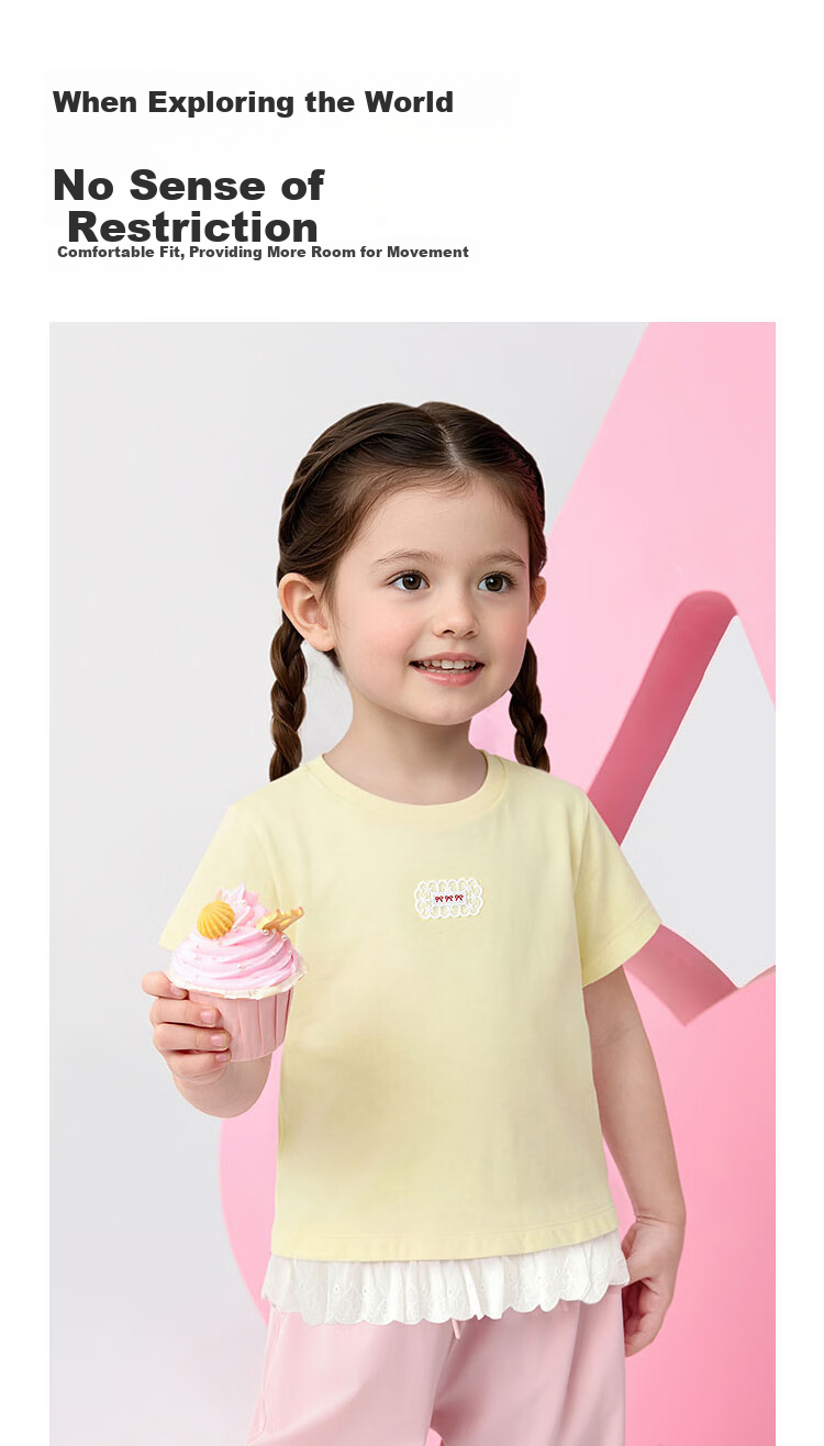 Balabala [balaOne] Kids Short Sleeve T-Shirt Girls 2026 Summer Simple and Exquisite Top 5