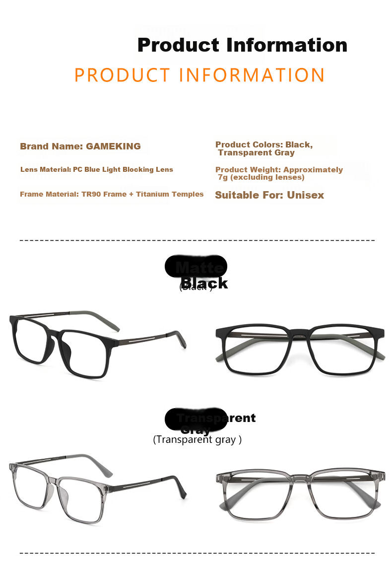 Gameking Blue Light Blocking Glasses Unisex Anti-Radiation Non-Prescription Frame for Phone Computer Gaming 019 Black 14