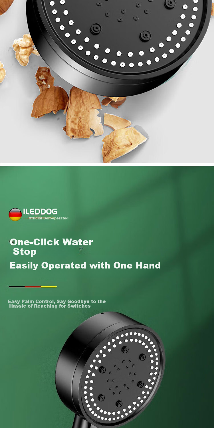 ILeddog [Germany] Powerful Pressurized Shower Head Bathroom Household High Flow Multifunctional Showerhead Y-817 8