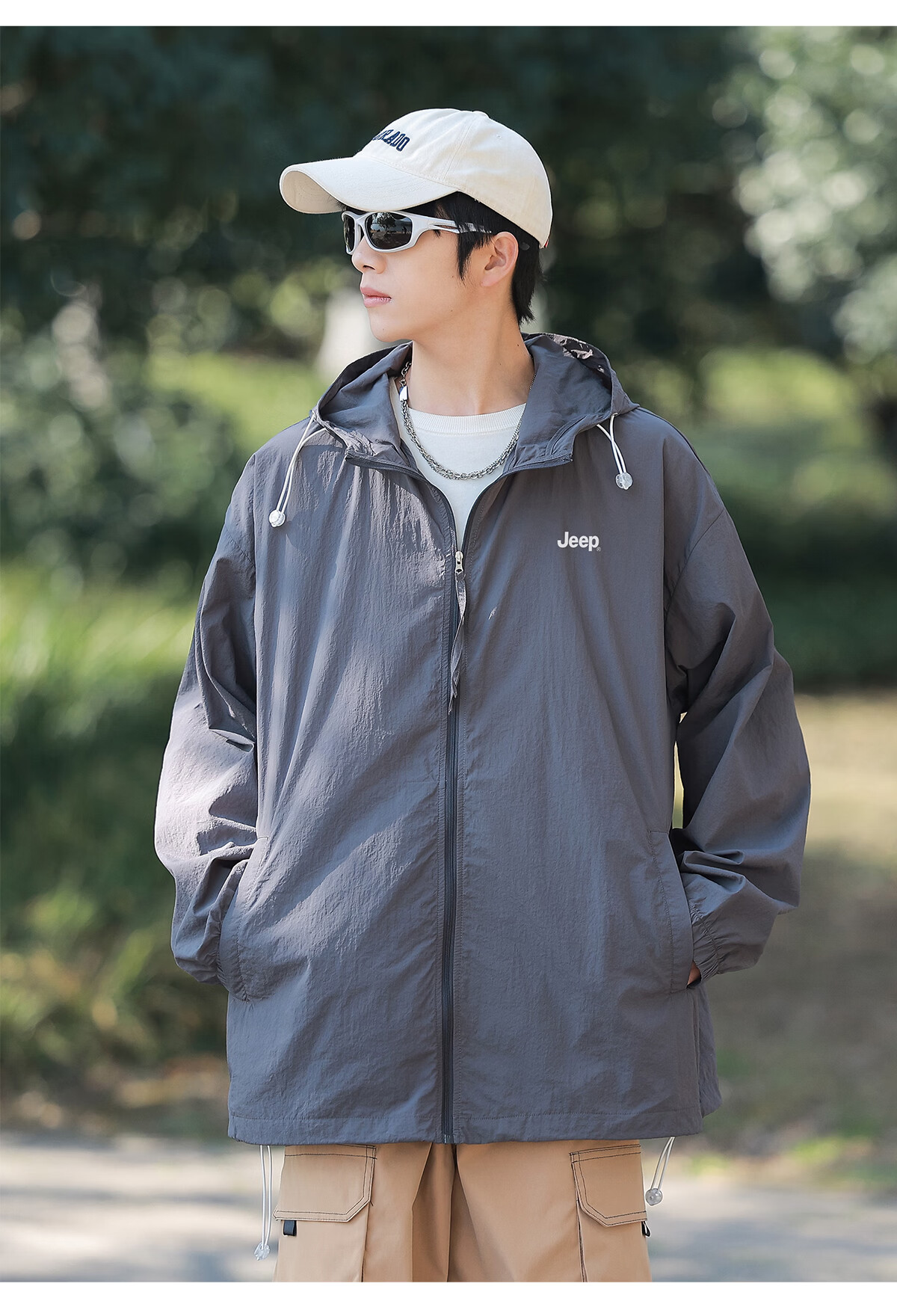 JEEP Summer Breathable Sun Protection Jacket Ice Silk Outdoor Sports Skin Jacket for Men and Women Couples 4XL Rock Gray 19
