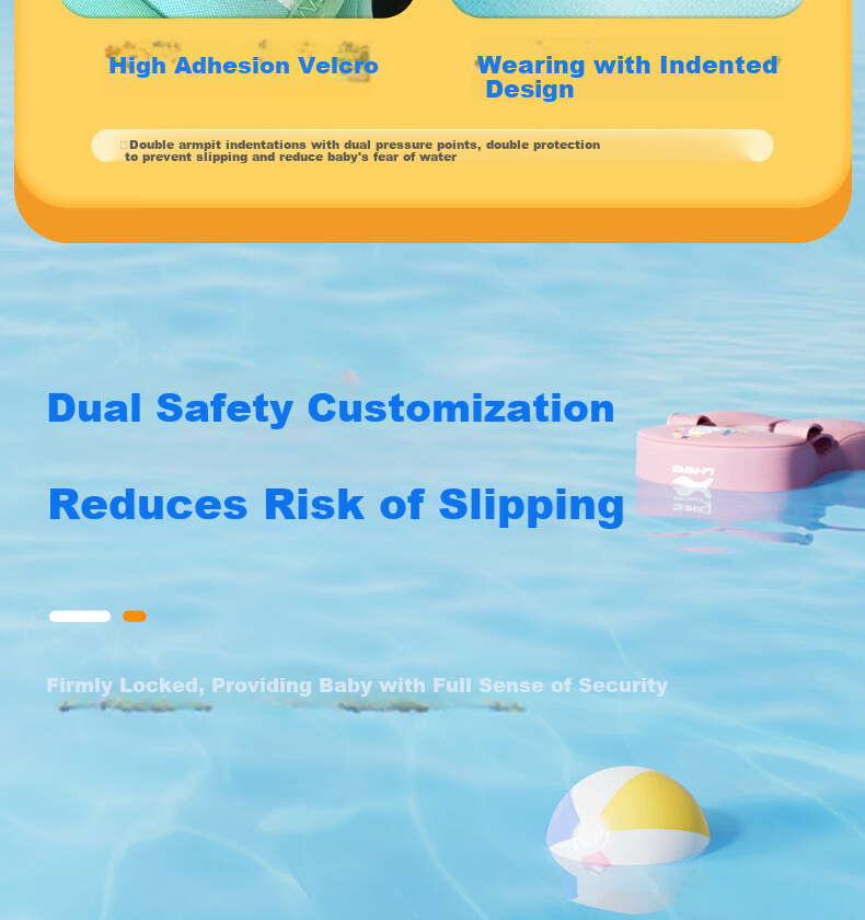 Li-Ning Inflatable-Free Baby Swimming Ring Underarm Float for 2-Year-Olds Infant Bath Seat Ring 8