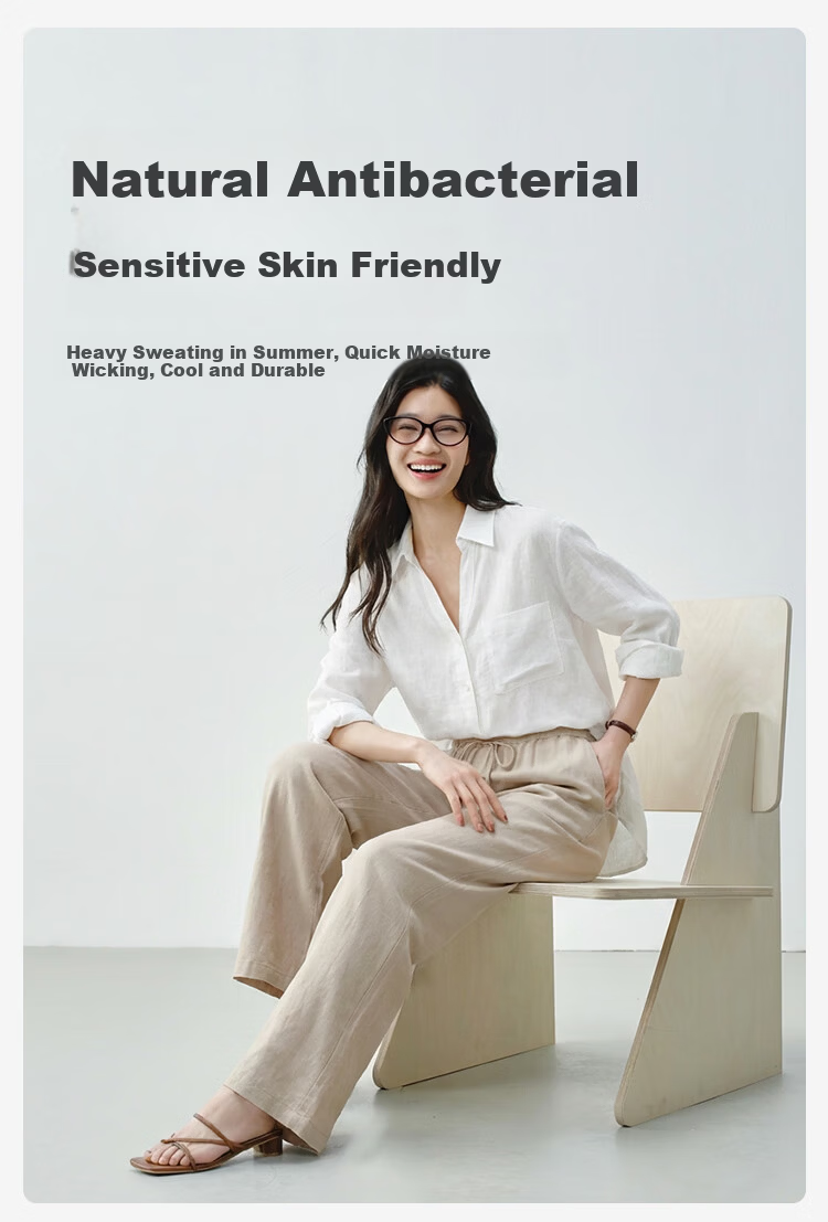 JD Jingzao 100% Linen Vintage Style Casual Pants for Women 2026 Spring Slim Fit Linen Color S 7