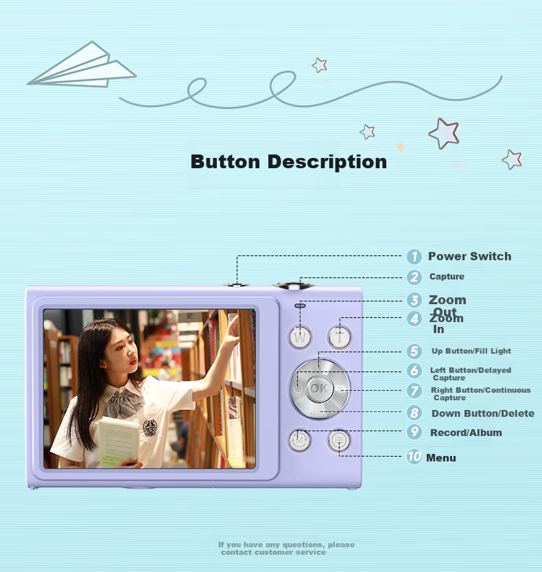 CAIZU Z4 Selfie Vlog Dual Front and Rear Camera Student Digital Camera Entry-Level Campus HD Travel Alternative CCD Mini Pocket Camera Birthday Gift for Boys and Girls 9