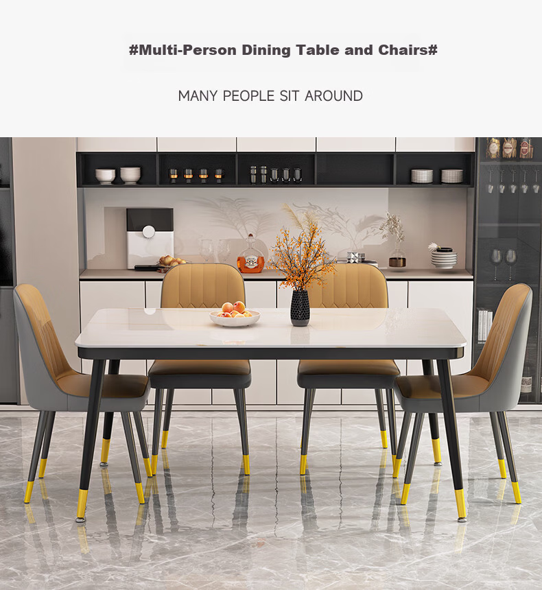 Fanshe Dining Chair with Backrest, Set of 4 Luxury Leather Dining Chairs for Home, Comfortable Long Sitting 4