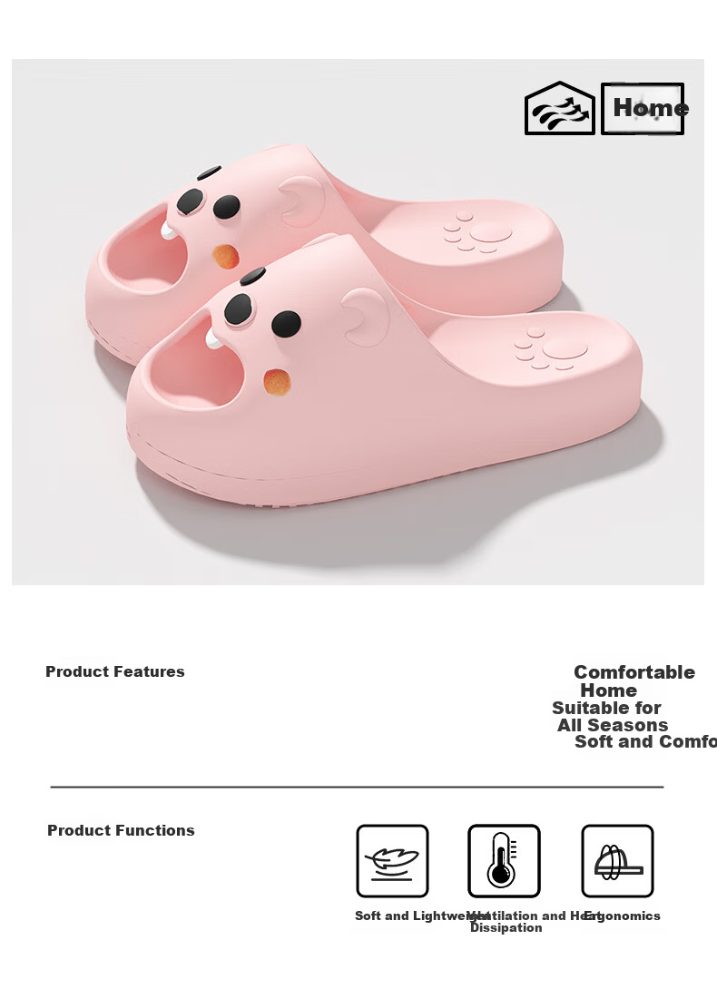 She Enjoy Cute Cartoon Style Indoor Bathroom Thick Sole Slippers 1