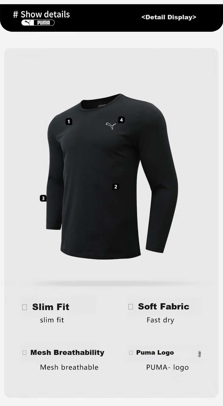 PUMA Men's Long Sleeve Mesh Breathable Lightweight Sports Base Layer T-Shirt, 1 Piece 3