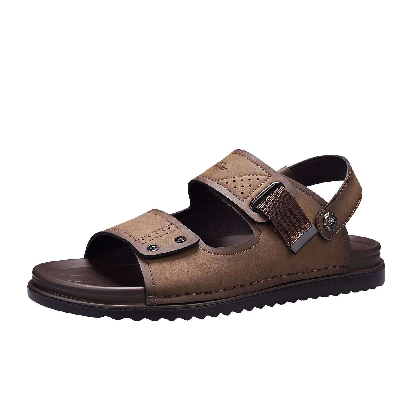 Bull Family Men's Leather Sandals Summer New Breathable Casual Comfortable Durable Beach Shoes Versatile Lightweight Two-Way Wear