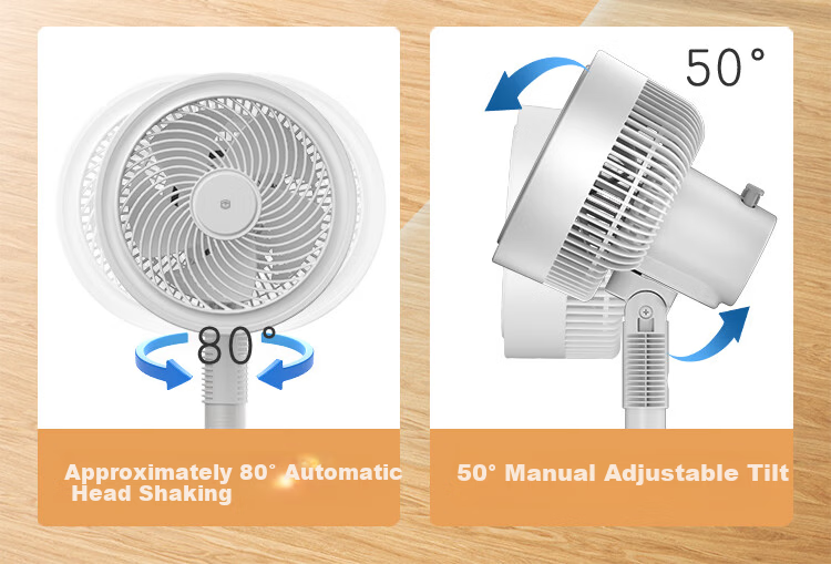 JD Jingzao 3D Automatic Oscillating Air Circulation Fan Home Bedroom Floor Electric Fan Silent Remote Control Strong Wind 6-Speed Touch Screen Display Huhu Ultra 9