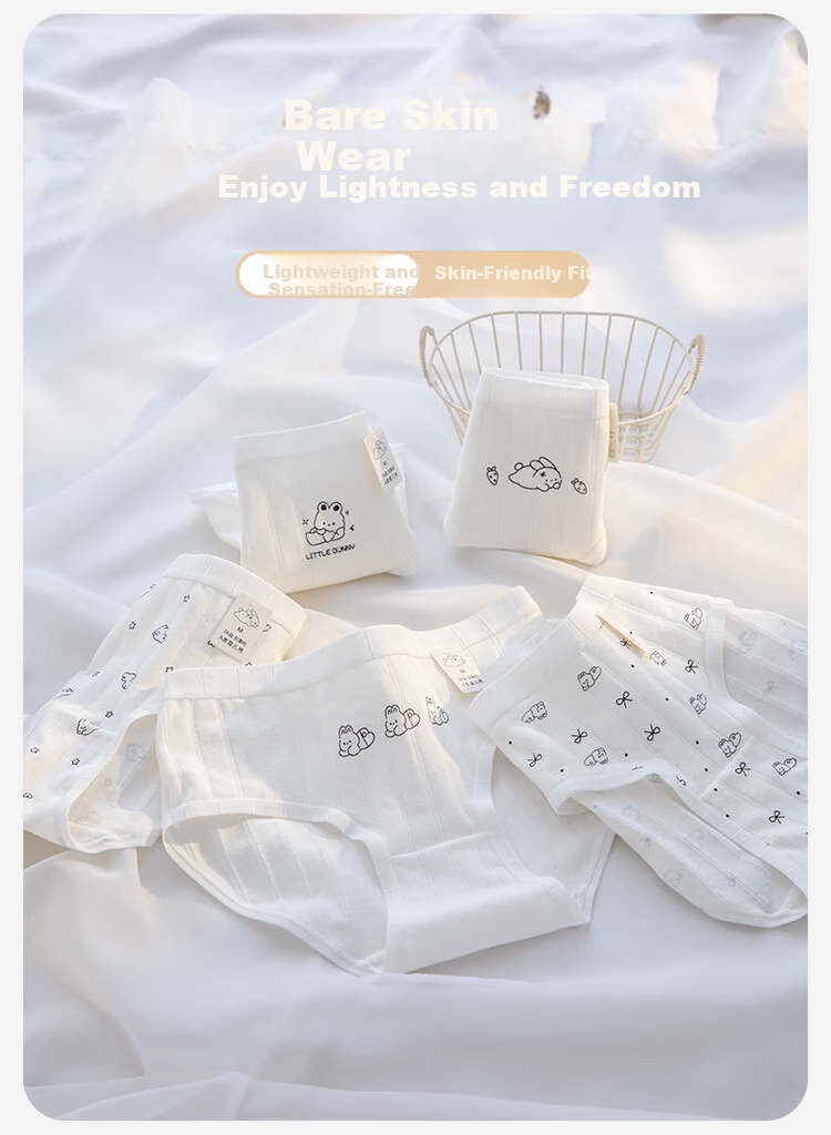 Yunxiangyi Girls' Underwear 5-Pack 100% Cotton Antibacterial Kids' Underwear All-Season Skin-Friendly XL Size 4
