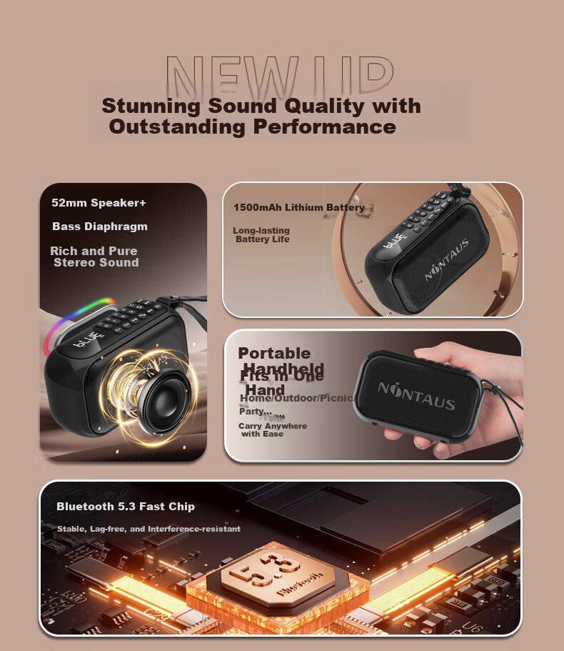 Jinzheng JZ27 2025 New Bluetooth Speaker Portable Outdoor Small Large Volume Square Dance Multifunction Player Card Slot Rechargeable Elderly Music Radio 4