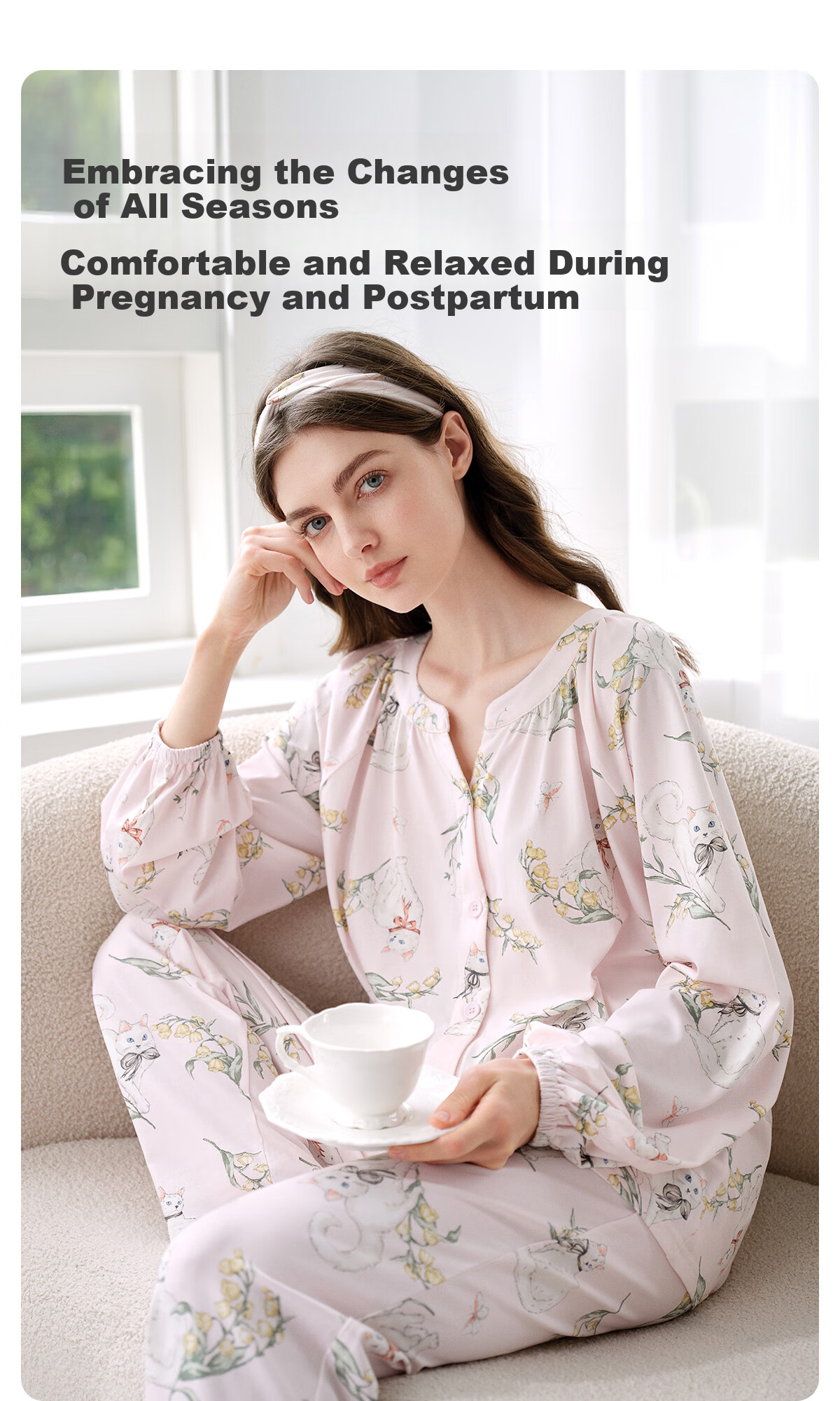 JOYNCLEON Maternity Postpartum Nursing Pajamas Spring Summer Cotton Antibacterial XL JYZ178915 9