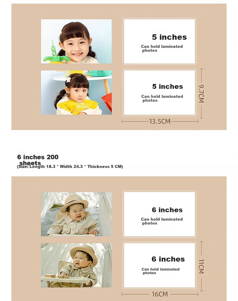 Qiyuan 6-Inch 100-Sheet Laminated Photo Album 3/4/5/6 Inch Insert LOMO Photo Memory Book Mini Storage - Hello Time 8